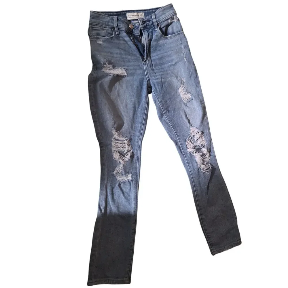 Abercrombie & Fitch Curve Love High Rise Super Skinny Jeans Size 23 - Like New - Picture 2 of 4